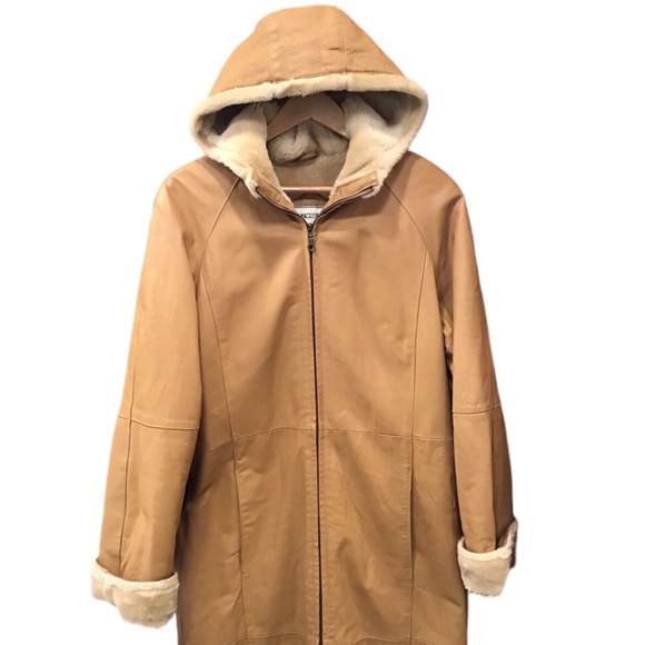 Vintage Fitz Wright Womens Leather Trench Coat Size S Hooded Maxi Penny Lane - Picture 2 of 16